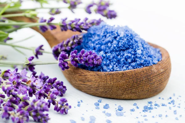 Essential Lavender Salt Flowers Top View Royalty Free Stock Photos