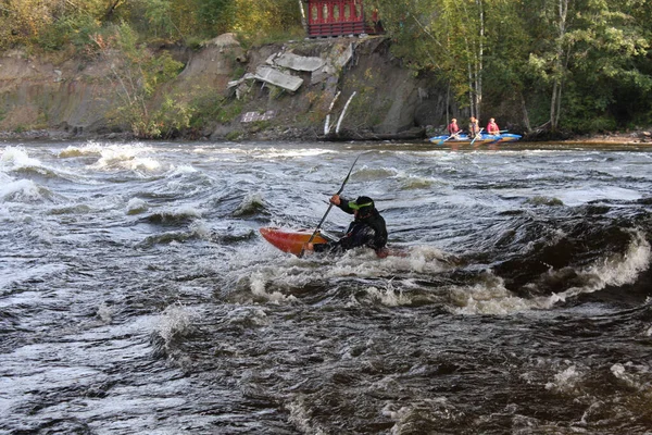 2020 Russie Région Leningrad Village Losevo Entraînement Rafting Sportif Sur — Photo