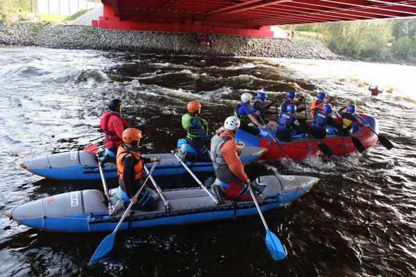 2020 Russie Région Leningrad Village Losevo Entraînement Rafting Sportif Sur — Photo