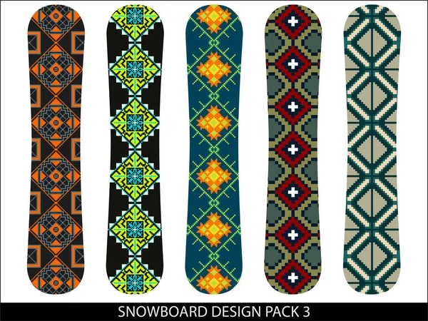 Snowboard Conçoit Pack Vectoriel Avec Des Motifs Géométriques — Image vectorielle