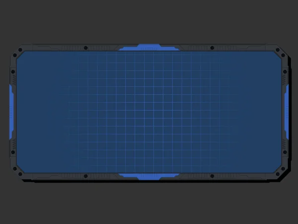 Vector Tech Display Med Blek Blå Rutnät — Stock vektor