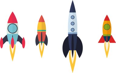 Renkli retro tarzı vektör roket paketi