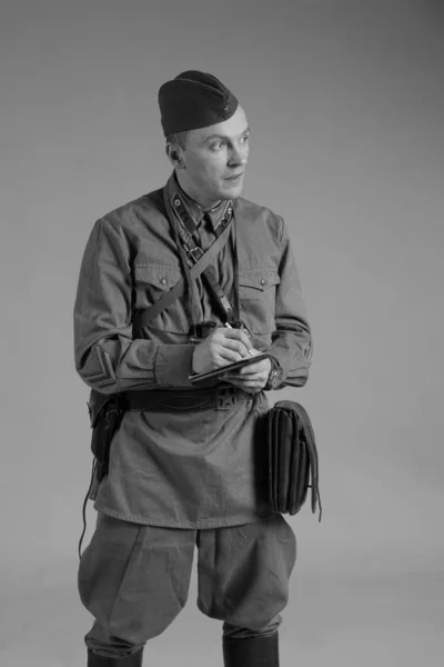 male actor in the form of an officer of the Red Army major during the Second World War