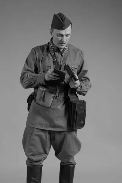 male actor in the form of an officer of the Red Army major during the Second World War