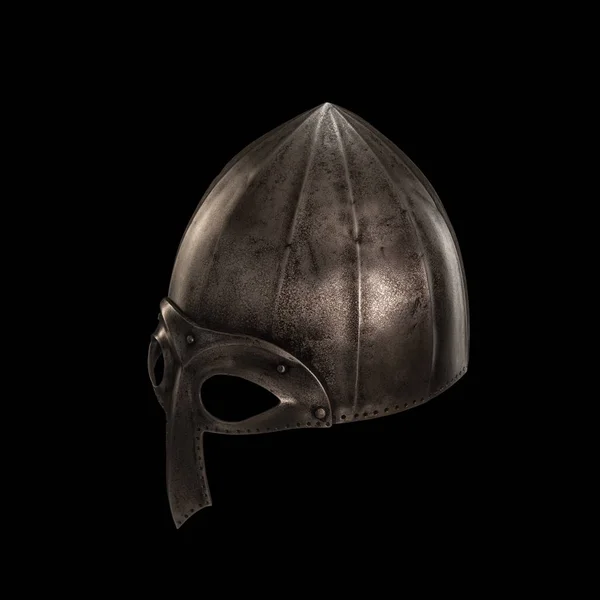 medieval Norman helmet with a sneaker on a  background.