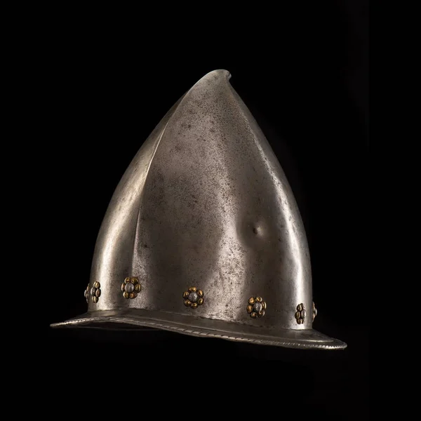 medieval knight\'s helmet Morion on  background