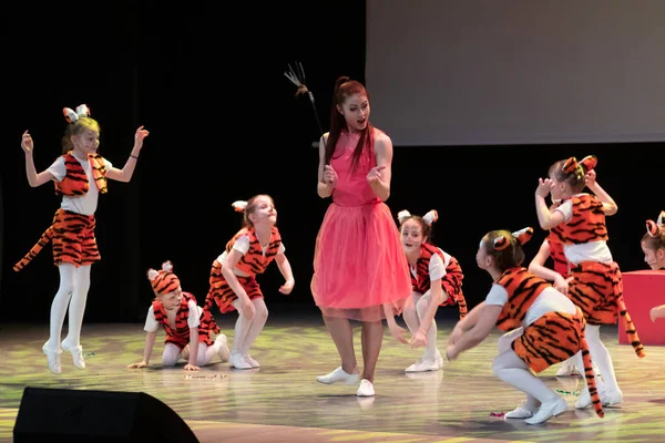 Dancer Actors perform on the theater stage in a dance show musical