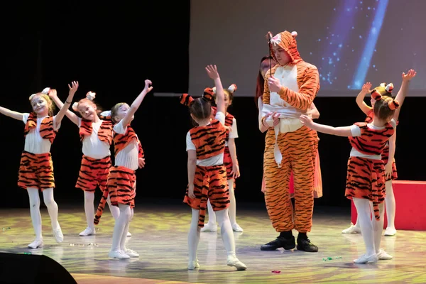 Dancer Actors perform on the theater stage in a dance show musical