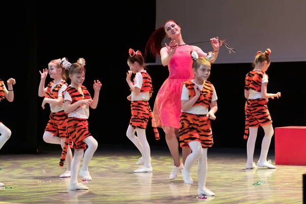 Dancer Actors perform on the theater stage in a dance show musical