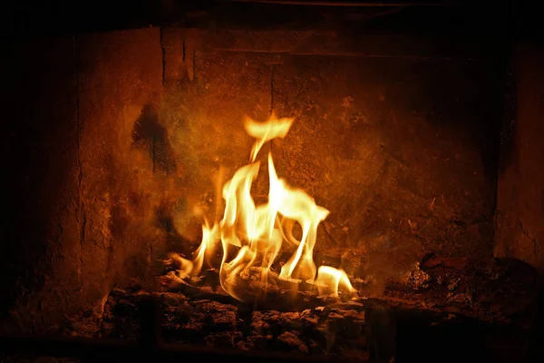 Феникс, поднимающийся из пламени в камине — стоковое фото