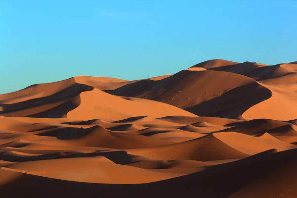 Dunas y sombras del Sahara marroquí al atardecer —  Fotos de Stock