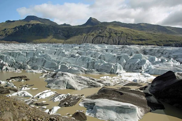 Oceano Islandês Vista Para Lago Icebergs Costa Islândia — Fotografia de Stock