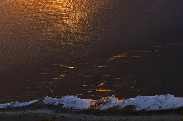 Puesta Sol Sobre Costa Del Mar Vista Superior — Foto de Stock