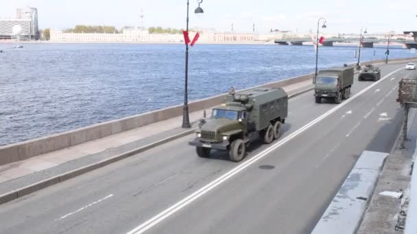 Sint Petersburg Rusland Mei 2019 Militaire Uitrusting Bij Repetitie Van — Stockvideo