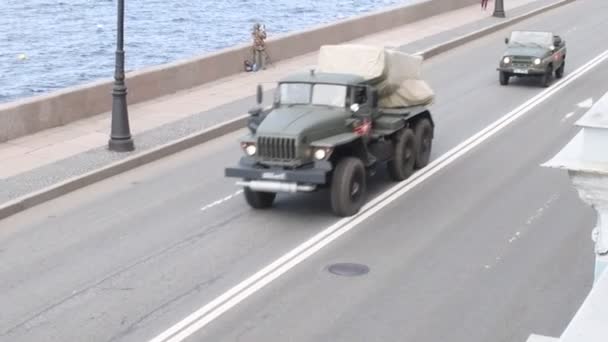 Sint Petersburg Rusland Mei 2019 Militaire Uitrusting Bij Repetitie Van — Stockvideo