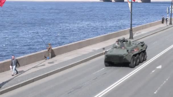 Sint Petersburg Rusland Mei 2019 Militaire Uitrusting Bij Repetitie Van — Stockvideo