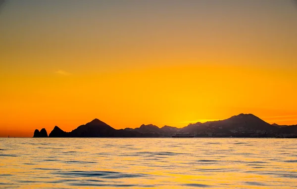 Sunset Seascape Mountains Silhouettes Sea Coast Cabo San Lucas Gulf — Stock Photo, Image