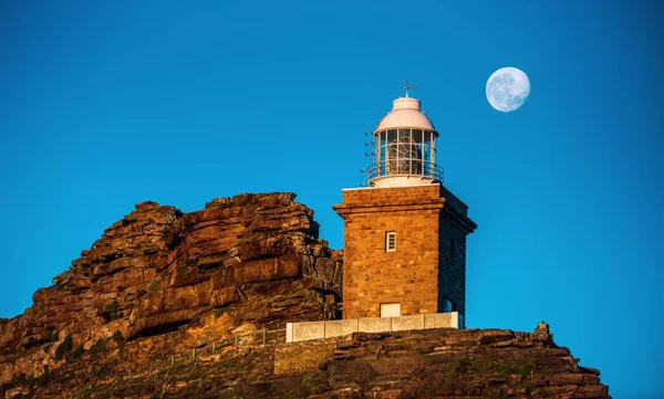 Lighthouse Cape Good Hope Moon Blue Sky South Africa — Stock Photo, Image