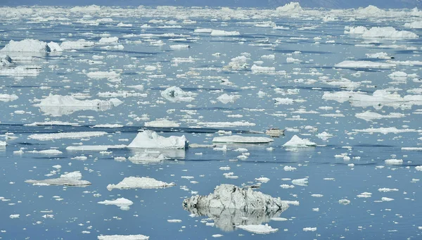 Schnellboot Und Eisberge Der Disko Bay Grönland — Stockfoto
