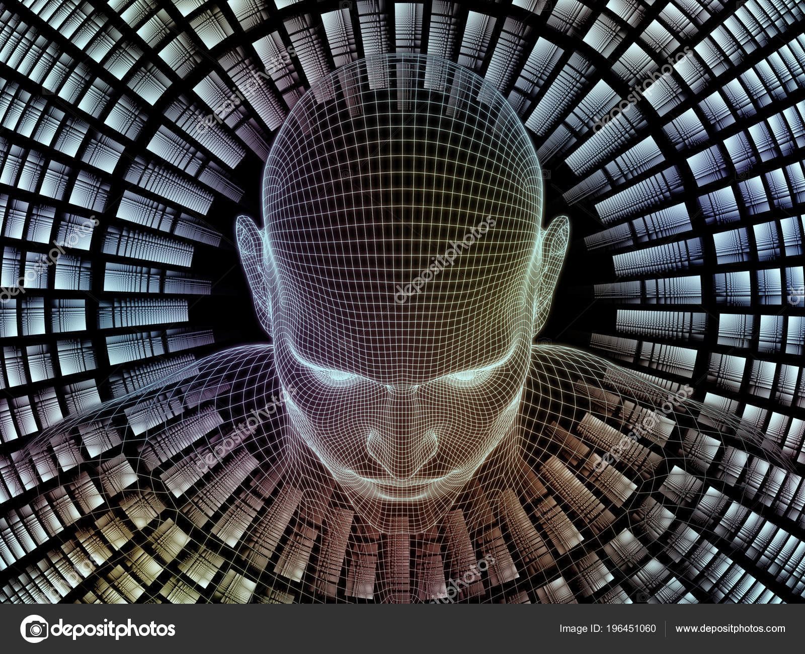 Radiating Mind Series Rendering Design Wire Mesh Model Human