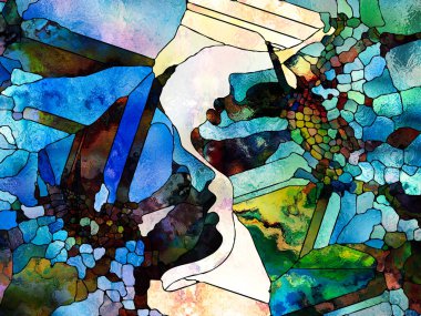 Lekeli Glass Forever serisi. Sanat, uzay bölünmesi ve tasarım projeleriyle birlikte kullanılacak renk parçalarından, şekil şekillerinden ve sembollerden oluşan soyut arkaplan