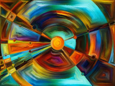 Vitray Revisited serisi. Uzay Bölümü ve tasarım, yaratıcılık ve modern sanat konusunda boyama öğe çalışma.