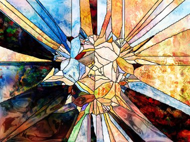 Vitray sonsuza dek serisi. Çizgiler, şekil ve renk desen tasarım, yaratıcılık ve hayal gücü konusunda anlaşma