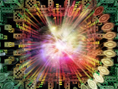 Boyutları serisi yapısını. Fraktal, bilim, eğitim ve modern teknoloji konu üzerinde matematiksel ve geometrik öğeleri fon