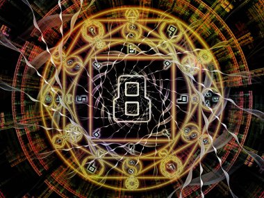 Sayısal bağlantı serisi. Arka plan tasarım magic, matematik ve gizli konu numarası ve fraktal geometri sembollerin