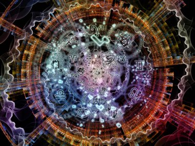 Sayısal bağlantı serisi. Büyü, matematik ve gizli işler için sayı ve fraktal geometri sembollerin tasarlamak zemin