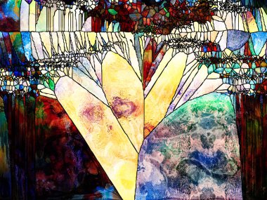 Vitray sonsuza dek serisi. Çizgiler, şekil ve renk desen tasarım, yaratıcılık ve hayal gücü konusunda arka plan kompozisyonu