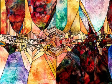 Vitray sonsuza dek serisi. Çizgiler, şekil ve renk desen tasarım, yaratıcılık ve hayal gücü bu konu üzerine bir kavramı mecaz olarak yaratıcı düzenlenmesi