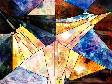 Lekeli Glass Forever serisi. Tasarım, yaratıcılık ve hayal gücü konularındaki çizgiler, şekiller ve renk kalıplarından oluşan soyut tasarım