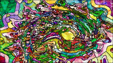 Vitray serisi. Maneviyat, hayal gücü, yaratıcılık ve sanat konusunda organik desenler yapılmış soyut tasarım