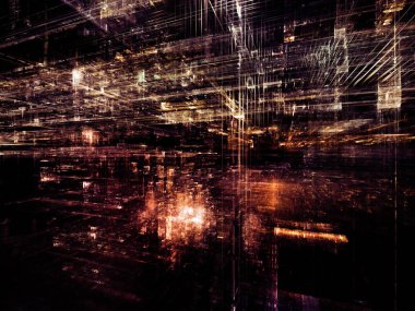 Sanal uzay serisi. 3d fraktal tasarım bilgi teknolojisi, bilgisayar ve iletişim konusunda perspektif içinde düzenlenmesi