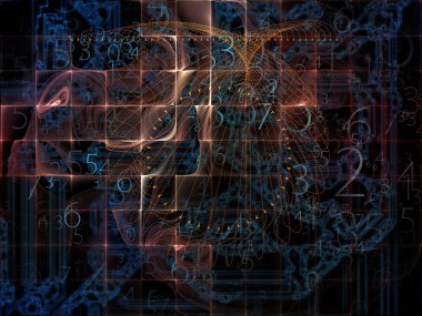 Dijital etki alanı serisi. Fraktal geometri yapıları, çizgiler ve inşaat üstünde veri işleme, sanal gerçeklik, bilgisayarlar, bilim ve matematik için numaraları tasarlamak zemin