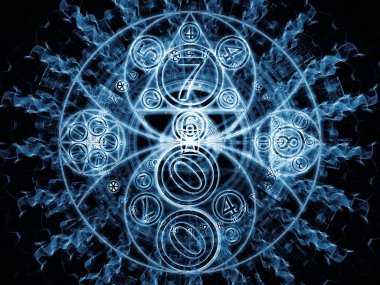 Sayısal bağlantı serisi. Arka plan tasarım magic, matematik ve gizli konu numarası ve fraktal geometri sembollerin