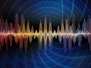 Dalga fonksiyonu serisi. Renkli sinüs titreşimler kompozisyon, ışık ve fraktal elemanları ses ekolayzer, mecazi ilişkisi ile müzik spektrum ve kuantum olasılık