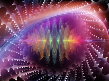 Dalga fonksiyonu serisi. Renkli sinüs titreşimler kompozisyon, ışık ve fraktal elemanları ses ekolayzer, mecazi ilişkisi ile müzik spektrum ve kuantum olasılık