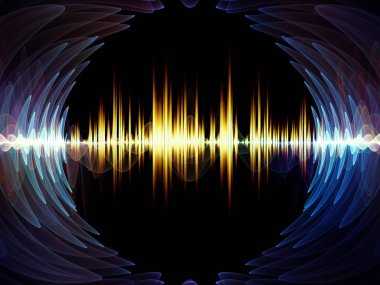 Dalga fonksiyonu serisi. Renkli sinüs titreşimlerin tasarlamak zemin, ışık ve fraktal elemanları üzerinde ses ekolayzer, Resimler için müzik spektrum ve kuantum olasılık