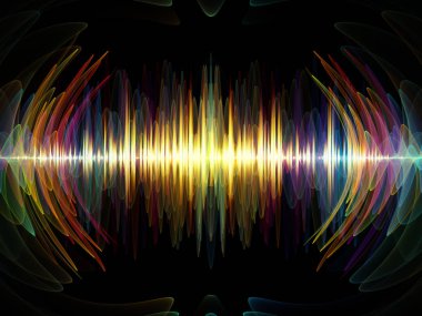 Dalga fonksiyonu serisi. Renkli sinüs titreşimlerin tasarlamak zemin, ışık ve fraktal elemanları üzerinde ses ekolayzer, Resimler için müzik spektrum ve kuantum olasılık