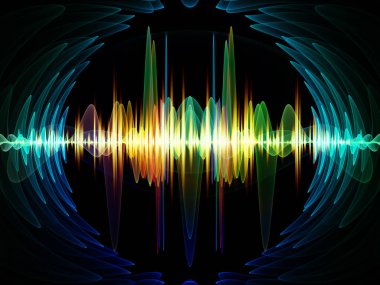 Dalga fonksiyonu serisi. Renkli sinüs titreşimlerin tasarlamak zemin, ışık ve fraktal elemanları üzerinde ses ekolayzer, Resimler için müzik spektrum ve kuantum olasılık