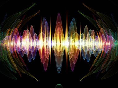 Dalga fonksiyonu serisi. Bileşimi renkli sinüs titreşimler, ışık ve ses ekolayzer, müzik projeleri için fon olarak hizmet etmek için fraktal öğeleri spektrum ve kuantum olasılık
