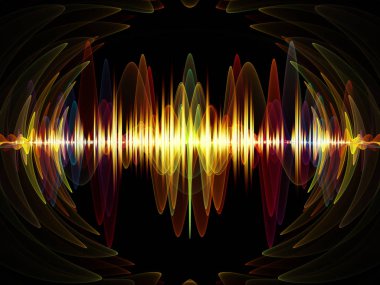 Dalga fonksiyonu serisi. Bileşimi renkli sinüs titreşimler, ışık ve ses ekolayzer, müzik projeleri için fon olarak hizmet etmek için fraktal öğeleri spektrum ve kuantum olasılık