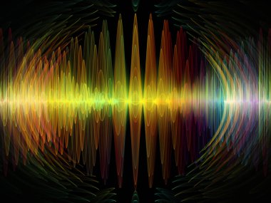 Dalga fonksiyonu serisi. Bileşimi renkli sinüs titreşimler, ışık ve ses ekolayzer, müzik projeleri için fon olarak hizmet etmek için fraktal öğeleri spektrum ve kuantum olasılık