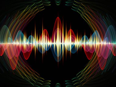Dalga fonksiyonu serisi. Bileşimi renkli sinüs titreşimler, ışık ve ses ekolayzer, müzik projeleri için fon olarak hizmet etmek için fraktal öğeleri spektrum ve kuantum olasılık