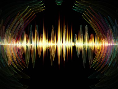 Dalga fonksiyonu serisi. Bileşimi renkli sinüs titreşimler, ışık ve ses ekolayzer, müzik projeleri için fon olarak hizmet etmek için fraktal öğeleri spektrum ve kuantum olasılık
