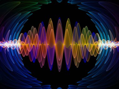 Dalga fonksiyonu serisi. Zemin renkli sinüs titreşimler, ışık ve ses ekolayzer, müzik konusunda tasarımlar tamamlayacak fraktal öğeleri spektrum ve kuantum olasılık