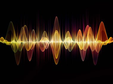 Dalga fonksiyonu serisi. Renkli sinüs titreşimlerin aranjman, ışık ve fraktal elemanları ses ekolayzer, projeler için fon olarak müzik spektrum ve kuantum olasılık