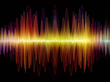 Dalga fonksiyonu serisi. Renkli sinüs titreşimlerin aranjman, ışık ve fraktal elemanları ses ekolayzer, projeler için fon olarak müzik spektrum ve kuantum olasılık